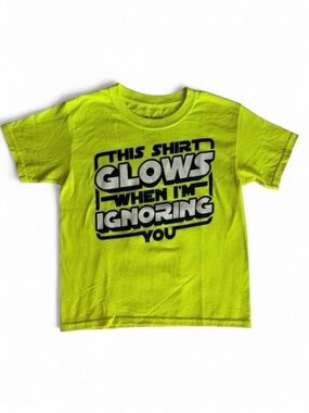 Gildan Boys Neon Green Glow Funny Graphic Tee L (10/12)